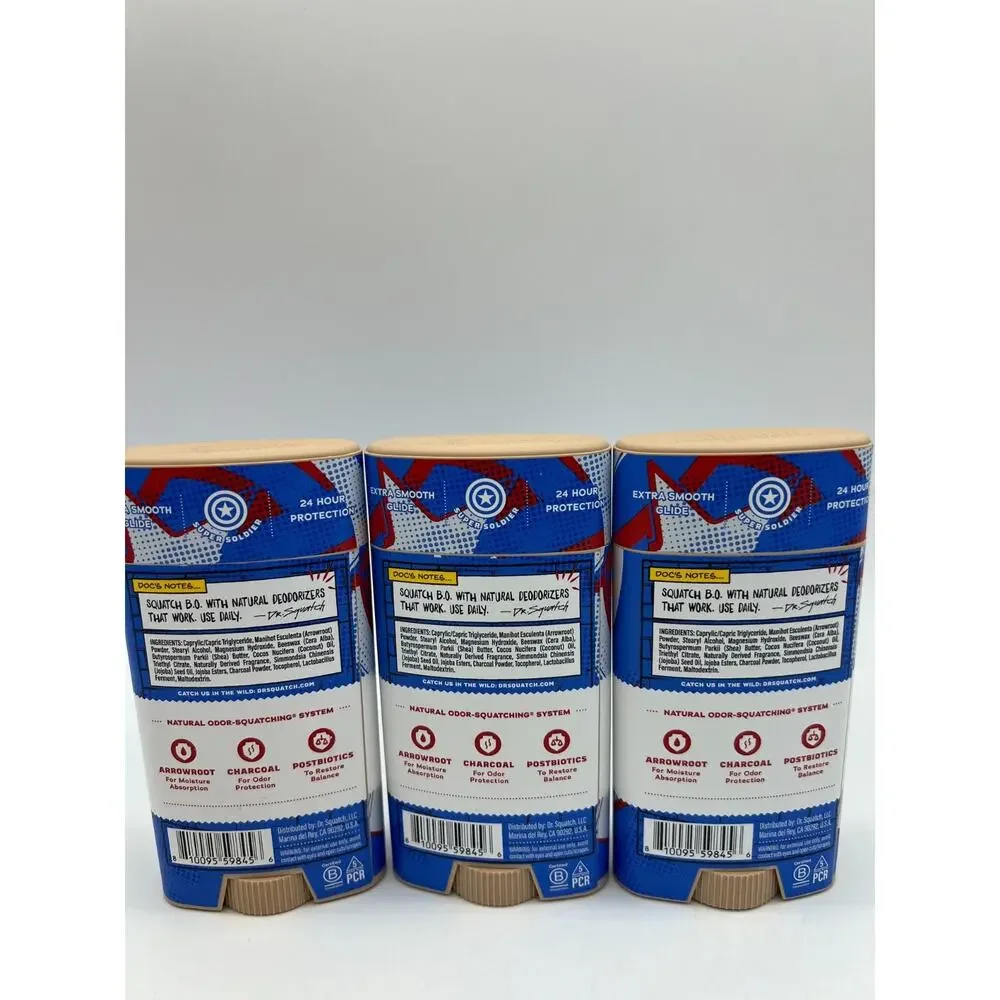 Dr Squatch Liberty Shield Deodorant Limited Edition Captain Ameriva Lot of 3